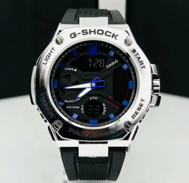 Relógio G-Shock Steel Preto Prata e Azul No Atacado