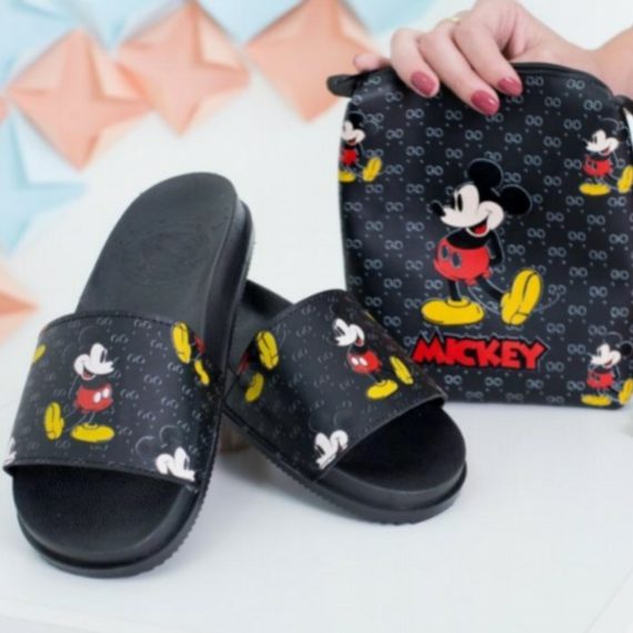 Kit C/12 Chinelo Slide + Bolsa Personagens Atacado