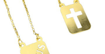 Escapulário para revenda e Cruz vazada banhado 60cm x 5,2g x – Joia 18 k – 7 banhos