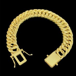 Pulseira Bracelete Atacado Gumet Dupla Fecho Gaveta dupla- 13mm x 20cm x 34g -Joia 18 k – 7 banhos