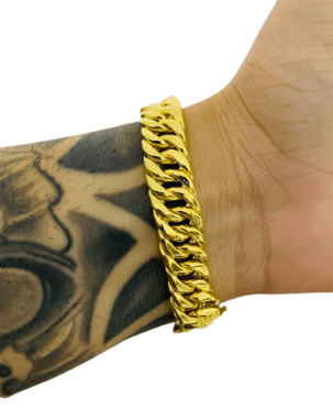 Pulseira Bracelete Atacado Gumet Dupla Fecho Gaveta dupla- 13mm x 20cm x 34g -Joia 18 k – 7 banhos