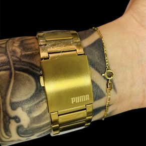 Kit Relógio Puma + Pulseira fina 3 em 1 Atacado Revenda Dropshpping enrolada Fecho tradicional Joia Banhada 7 mm 18k
