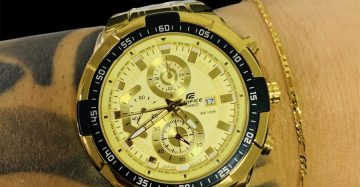 Kit Casio Edifice Funcional + Pulseira fina 3 em 1 enrolada Fecho tradicional Atacado Revenda Dropshpping Joia Banhada 7 mm 18k