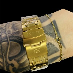 Kit Casio Edifice Funcional + Pulseira fina 3 em 1 enrolada Fecho tradicional Atacado Revenda Dropshpping Joia Banhada 7 mm 18k