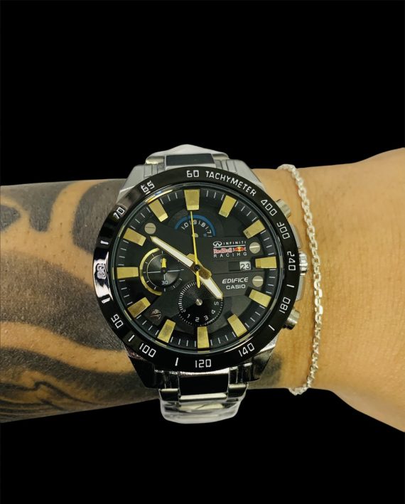 Kit Casio Red bull Funcional + Pulseira Fina elo por elo Fecho Tradicional Atacado Revenda Dropshpping Banhada Prata 925