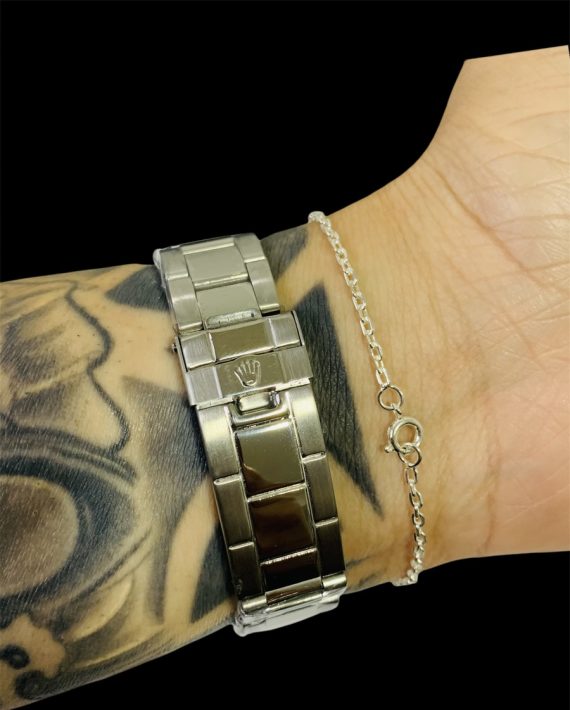 Rolex Submariner Porte Grande + Pulseira Fina Atacado Revenda Dropshpping elo por elo Fecho Tradicional Prata 925