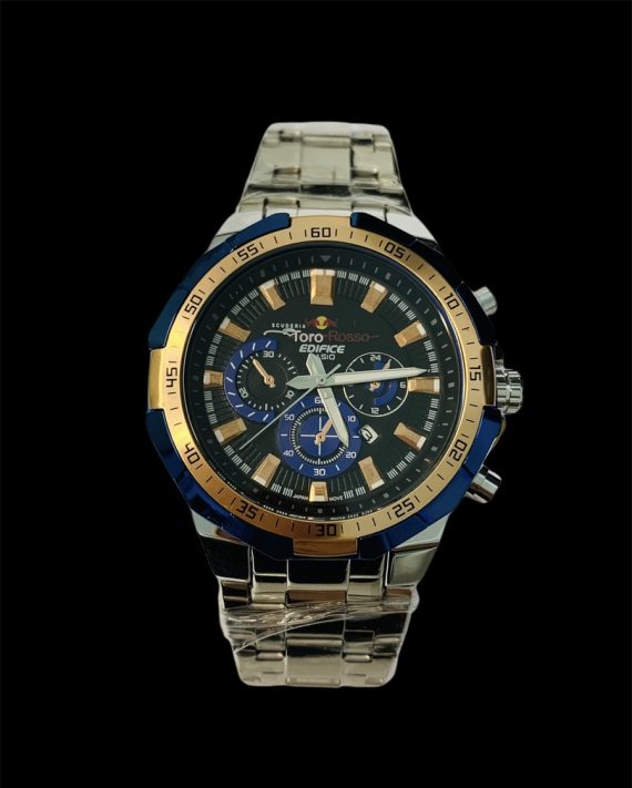 Kit Casio Edfice + Pulseira Cartier Fecho Canhão Atacado Revenda Dropshpping Joia Banhado 18k- larg. 3mm x tam. 22 cm x 5,4g