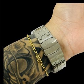 Kit Casio Edifice + Pulseira Cartier Fecho Canhão Atacado Revenda Dropshpping Joia Banhado 18k- larg. 3mm x tam. 22 cm x 5,4g