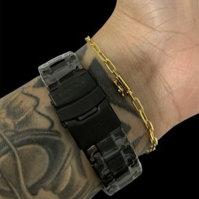 Kit Casio Edifice + Pulseira Cartier Fecho Canhão Atacado Revenda Dropshpping Joia Banhado 18k- larg. 3mm x tam. 22 cm x 5,4g