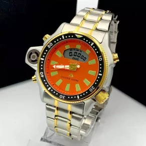 Relógio Citizen Aqualand Full Metal – Prata, Dourado, Laranja e Verde – Cod 689