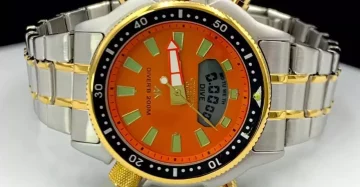 Relógio Citizen Aqualand Full Metal – Prata, Dourado, Laranja e Verde – Cod 689