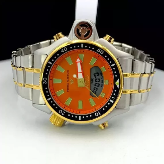 Relógio Citizen Aqualand Full Metal – Prata, Dourado, Laranja e Verde – Cod 689