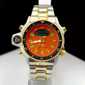 Relógio Citizen Aqualand Full Metal – Prata, Dourado, Laranja e Verde – Cod 689