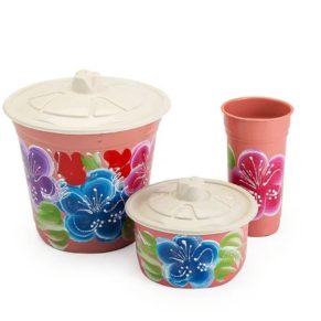 Kit Pia 3 Peças Atacado Revenda Dropshpping Floral Lixeira Porta Detergente
