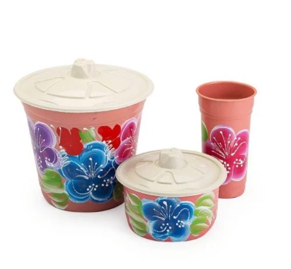 Kit Pia 3 Peças Atacado Revenda Dropshpping Floral Lixeira Porta Detergente