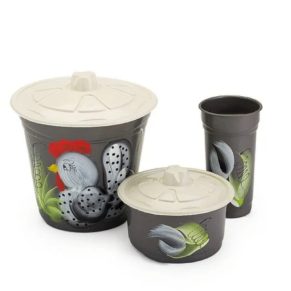 Kit Pia 3 Peças Atacado Revenda Dropshpping Floral Lixeira Porta Detergente