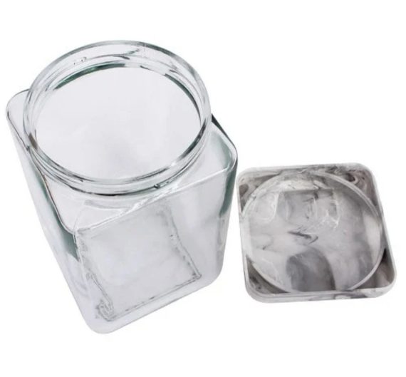 Pote Vidro Multiuso Atacado Revenda Dropshpping Quadrado Tampa Tendenza Invicta 1,3L