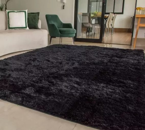 Tapetes Para Dropshipping Modelo Peludo Preto para sala de jantar 2,00 x 1,40