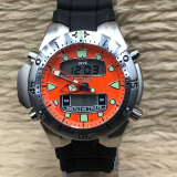 Relógio Citizen Aqualand Funcional Prata, Laranja e Verde – Pulseira de Borracha – À PROVA D’ÁGUA – Cod60