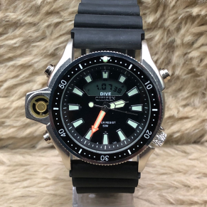 Relógio Citizen Aqualand No Atacado – Fundo Preto – Pulseira de Borracha – À PROVA D’ÁGUA
