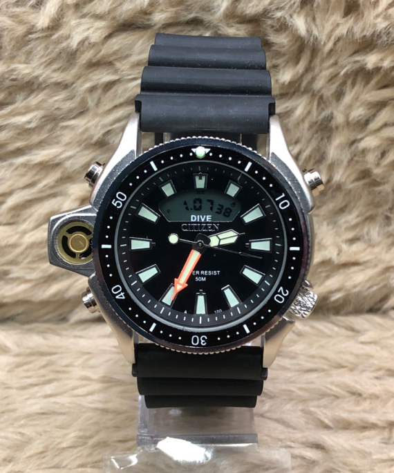 Relógio Citizen Aqualand No Atacado – Fundo Preto – Pulseira de Borracha – À PROVA D’ÁGUA