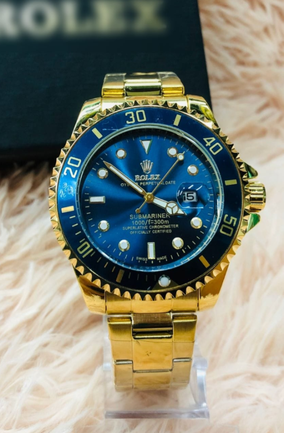 Relógio Rolex Dourado c/ Azul No Atacado – Luxo e Exclusividade