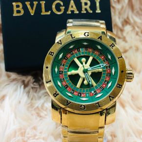 Relógio Masculino Bvlgari Atacado – Casino Roleta Dourado Fundo Verde – Elegância e Exclusividade