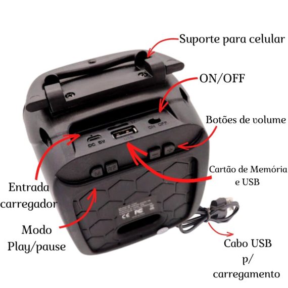 Caixinha Bluetooth sound box FM Radio USB pendrive SD Original