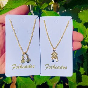 Kit 30 Colar Corrente Feminino Pingente Folheado Biju Atacado Joias