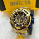 Relógio Invicta Zeus AAA+ Skeleton Dourado e azul 12763 Masculino