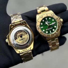Relógio Rolex Yacht Master Primeira Linha Dourado e Preto no Atacado – Pulseira de Borracha