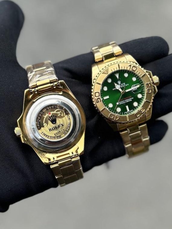 Relógio Rolex Yacht Master Primeira Linha Dourado e Preto no Atacado – Pulseira de Borracha